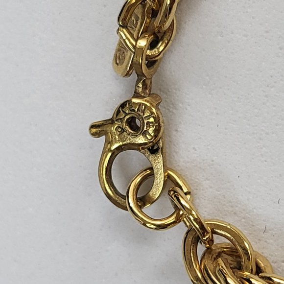 30 inch long gold tone thick rope chain necklace with spring ring clasp - Picture 2 of 4